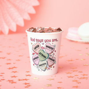 Valentine's Candy Hearts Christian Paper Cups