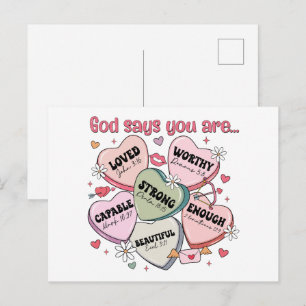 Valentine's Candy Hearts Christian Postcard