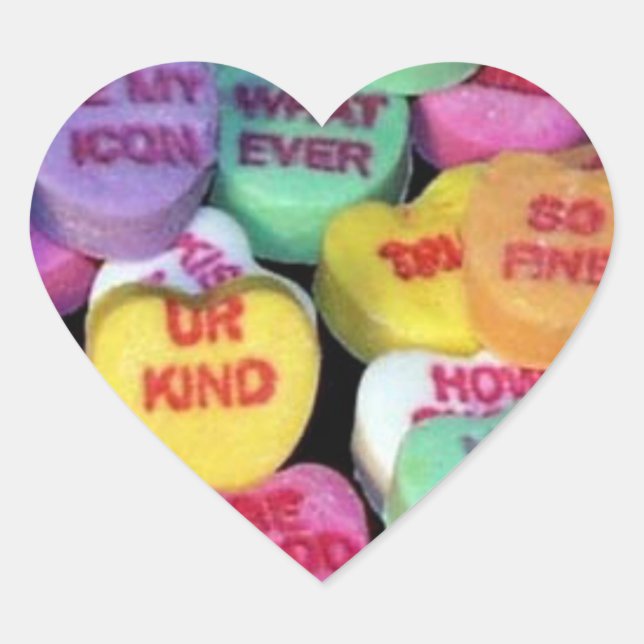 Valentine's candy hearts heart sticker (Front)