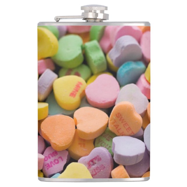 VALENTINE'S CANDY HEARTS  HIP FLASK (Front)