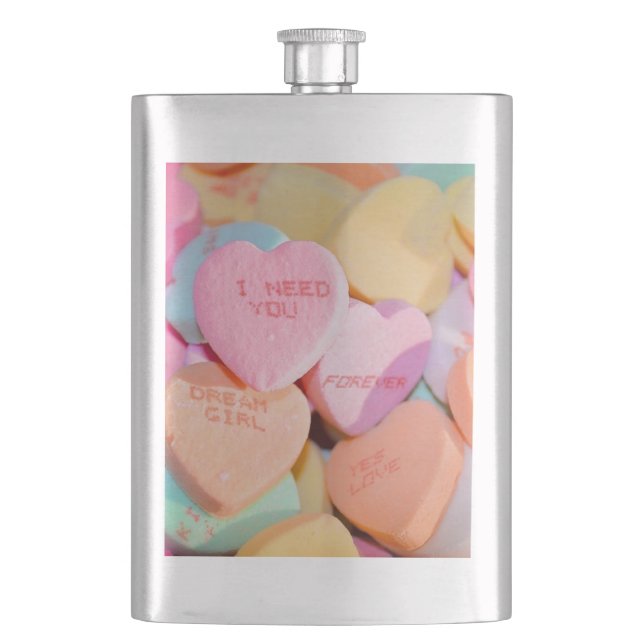 VALENTINE'S CANDY HEARTS  HIP FLASK (Front)