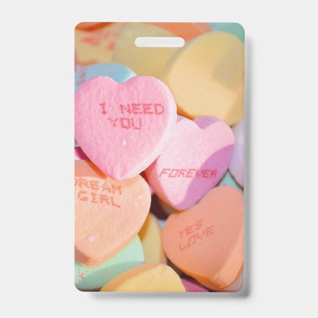 VALENTINE'S CANDY HEARTS  ID BADGE (Front)