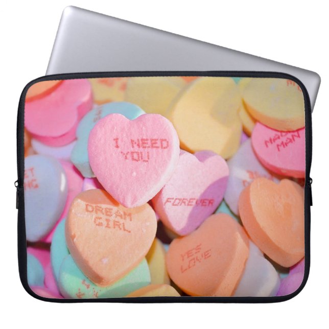VALENTINE'S CANDY HEARTS  LAPTOP SLEEVE (Front)