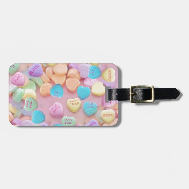 valentines candy hearts luggage tag (Front Horizontal)