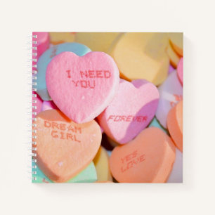 VALENTINE'S CANDY HEARTS  NOTEBOOK