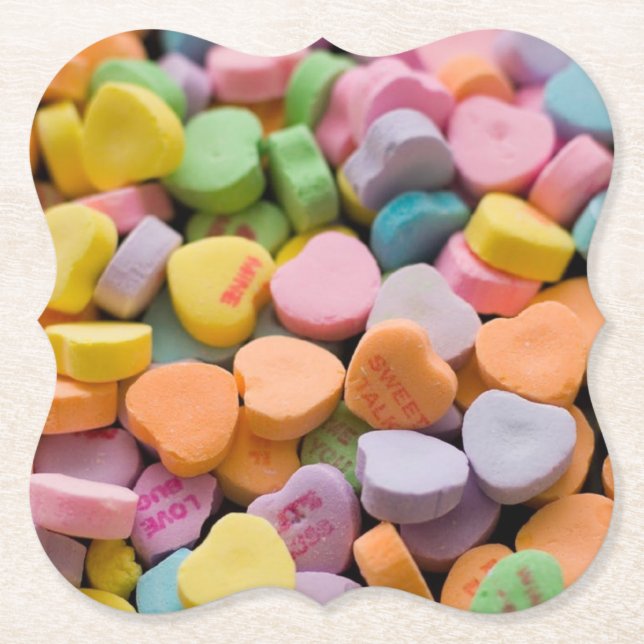 VALENTINE'S CANDY HEARTS  PAPER COASTER (Front)