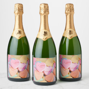 VALENTINE'S CANDY HEARTS  SPARKLING WINE LABEL