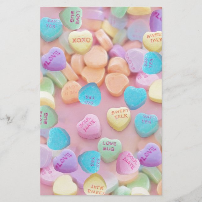 valentines candy hearts stationery (Front)