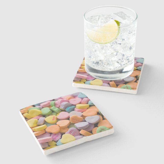 VALENTINE'S CANDY HEARTS  STONE COASTER (Side)
