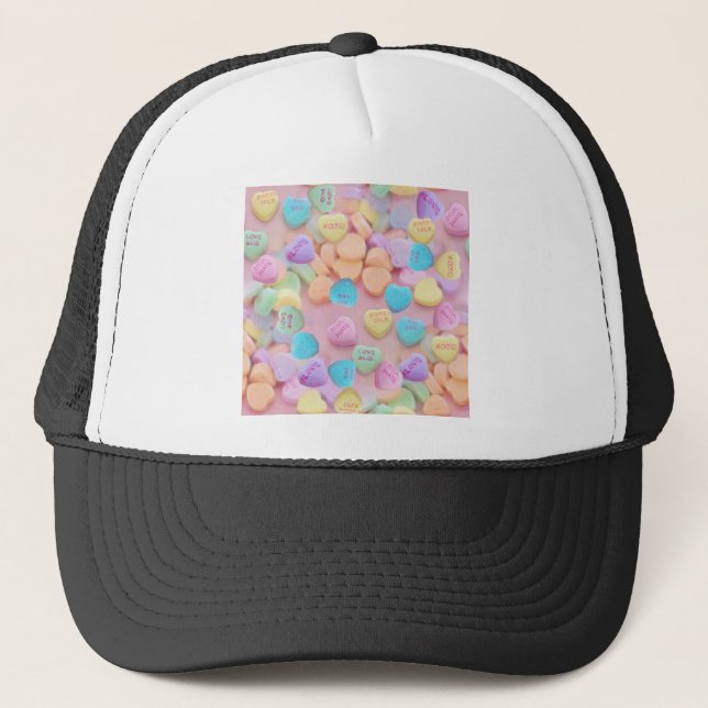 valentines candy hearts trucker hat (Front)