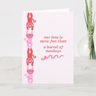 Valentine's Card Barrel of Monkeys