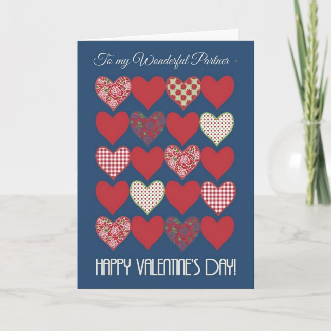 Valentine's Card for Partner, Hearts, Roses (Front)