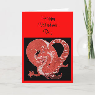 Valentines Card  Hearts and Dragon