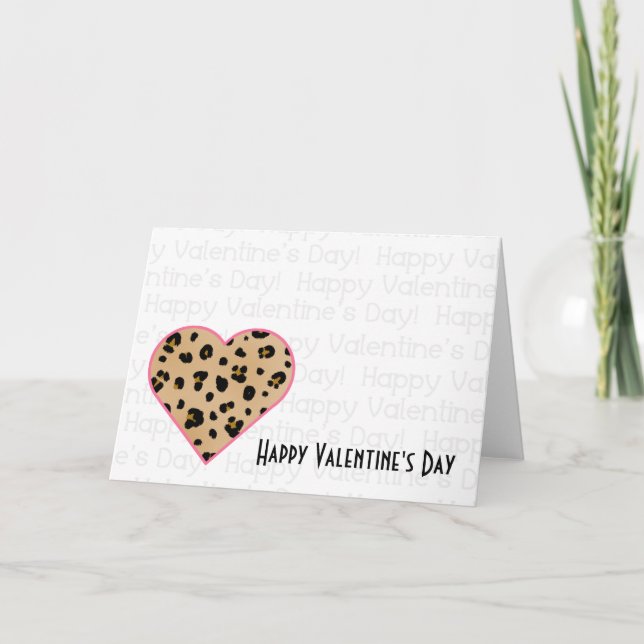 Valentine's Card - Leopard Print Heart (Front)