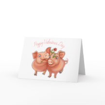 valentines card with funny pigs