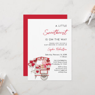 Valentine's Cart Full of Treats Baby Shower Invitation
