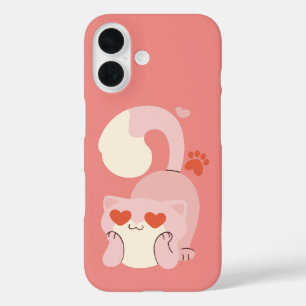 valentines cat heart cute whimsical adorable iPhone 16 case