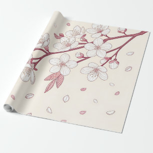 Valentine's Cherry Blossom Wrapping Paper