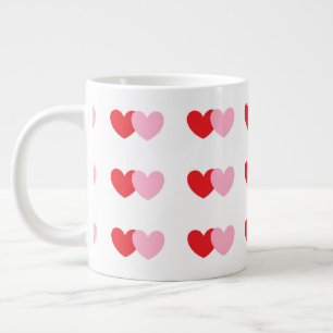 Valentine's Coffee Mug With Pink and Red Hearts 