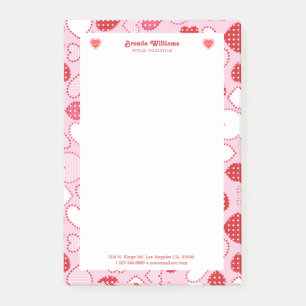 Valentines colours hearts pattern post-it notes