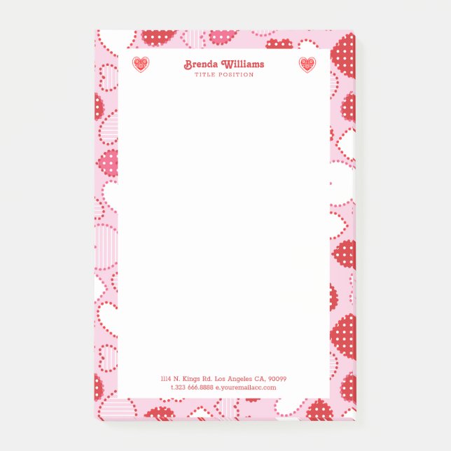 Valentines colours hearts pattern post-it notes (Front)
