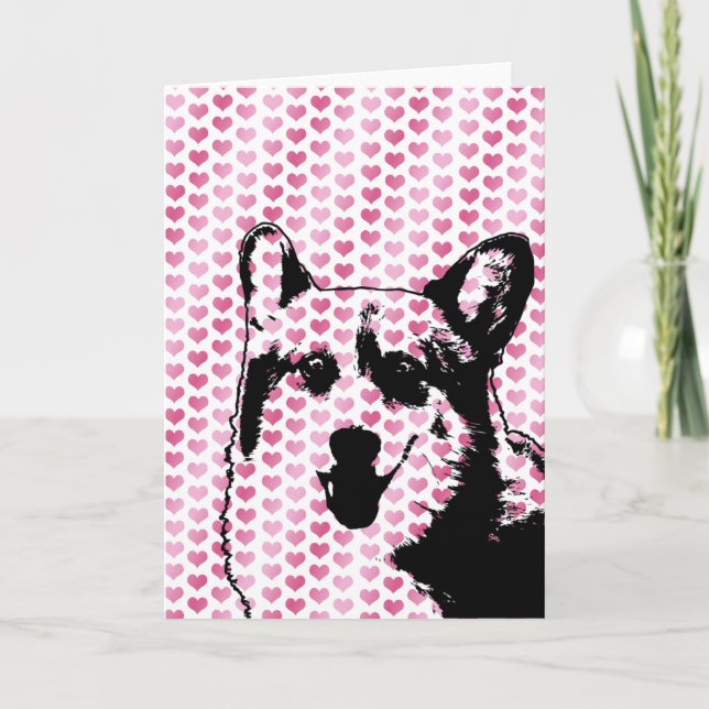 Valentines - Corgi Silhouette - Owen Holiday Card (Front)