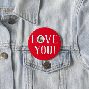 Valentines Couple Heart Custom Personalised Photo 7.5 Cm Round Badge