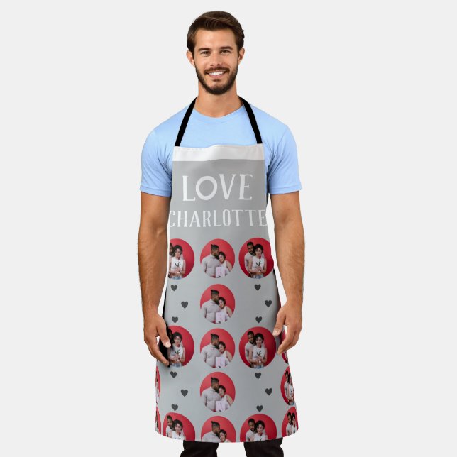 Valentines Couple Heart Custom Personalised Photo Apron (Worn)