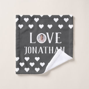 Valentines Couple Heart Custom Personalised Photo Bath Towel Set