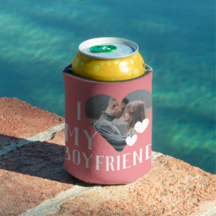 Valentines Couple Heart Custom Personalised Photo Can Cooler