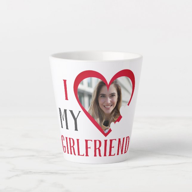 Valentines Couple Heart Custom Personalised Photo Latte Mug (Front)