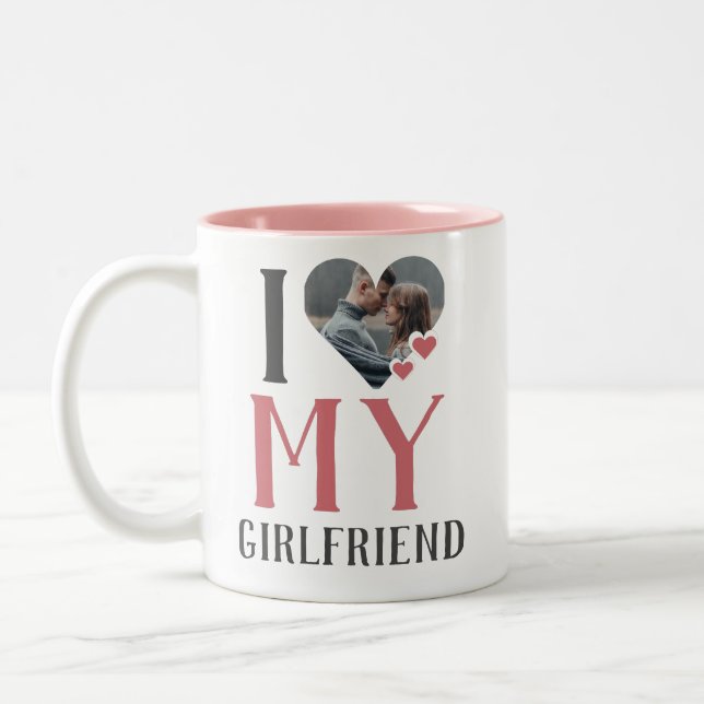 Valentines Couple Heart Custom Personalised Photo Two-Tone Coffee Mug (Left)