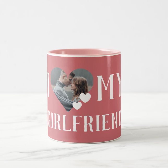 Valentines Couple Heart Custom Personalised Photo Two-Tone Coffee Mug (Center)