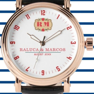 Valentines Couple names His and Her  monogram  Watch
