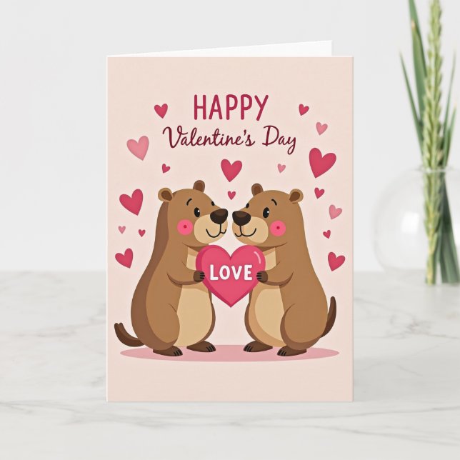 Valentines Cute Bear Couple Love Card (Front)