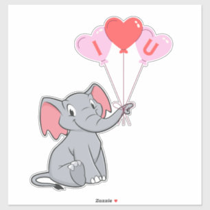 Valentine's Cute elephant Sticker