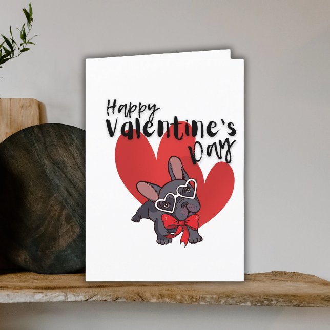 Valentines Cute French bulldog illustration Holiday Card (Creator Uploaded)