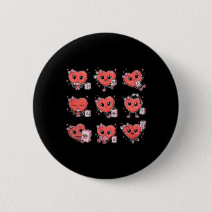 Valentines Cute Heart Mahjong Playing Chinese Tile 6 Cm Round Badge