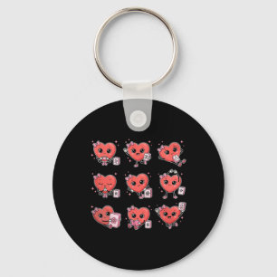 Valentines Cute Heart Mahjong Playing Chinese Tile Key Ring