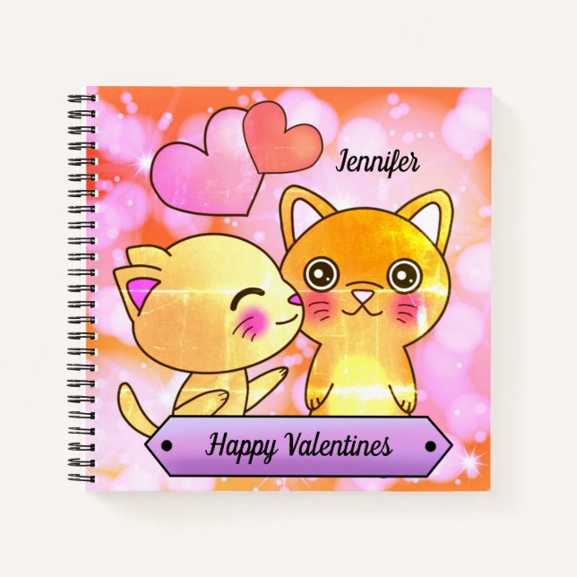 Valentines Cute Kittens Romance Notebook (Front)