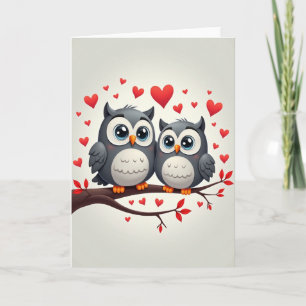 Valentines Cute Owl Couple Card