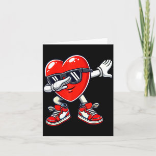 Valentine's Dabbing Heart Funny Mens Illustration Card