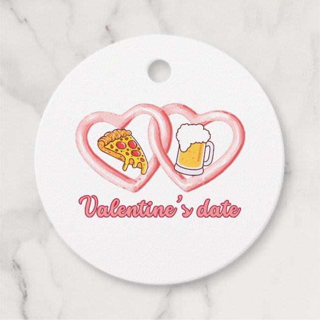 Valentine's Date Pizza Beer Favour Tags (Front)