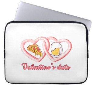 Valentine's Date Pizza Beer Laptop Sleeve