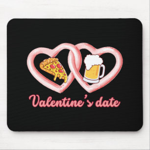 Valentine's Date Pizza Beer Mouse Pad