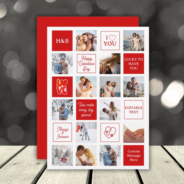 Valentines Day 14 Photo Collage Custom Boyfriend Holiday Card (Valentines Day 14 Photo Collage Custom Boyfriend Holiday Card
)