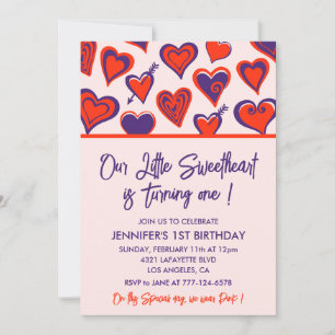 Valentines day 1st birthday invitations Sweetheart