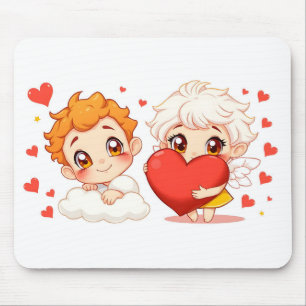 Valentine's Day 2025: Cute and Playful Angels 👼❤️ Mouse Pad
