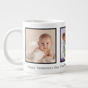 Valentine's Day 3 Photos Personalised Large Coffee Mug