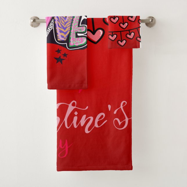  Valentine's Day 3-piece Bath Towel set (Insitu)